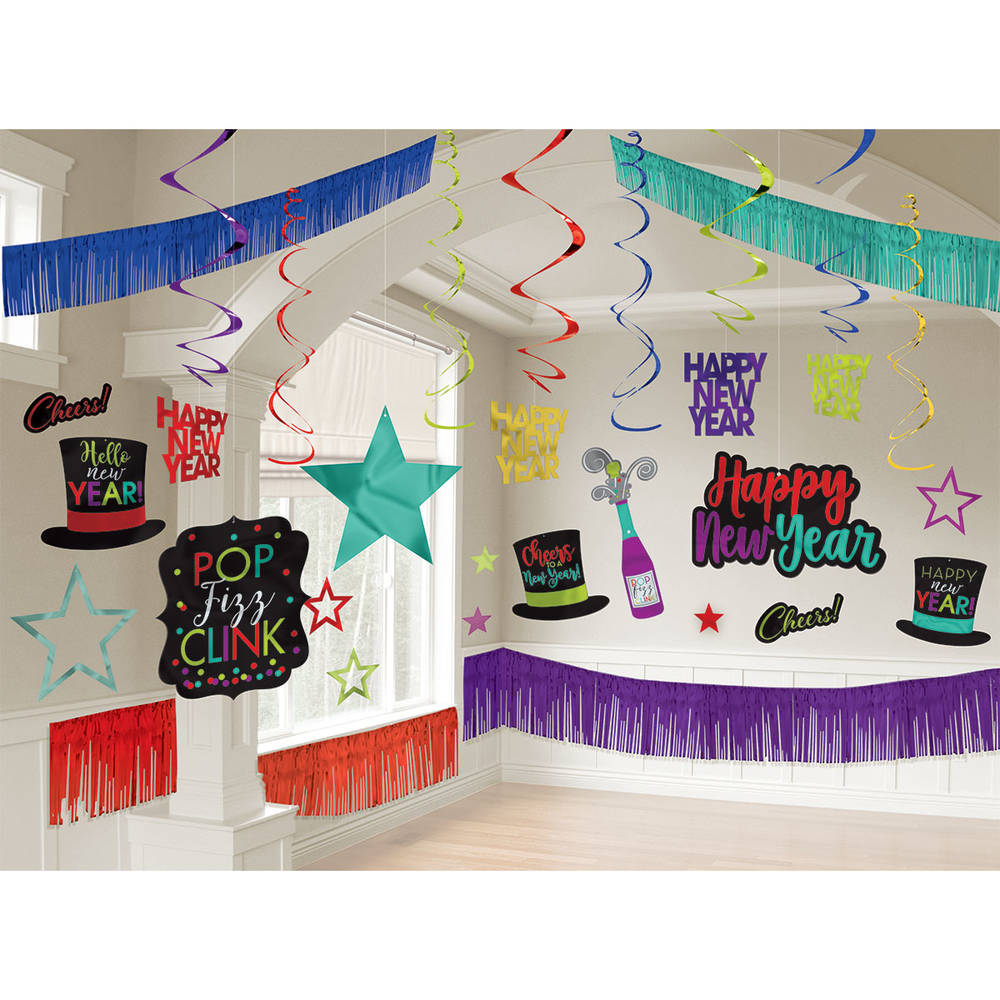 Happy New Year Multi Color Room Decorating Kit (28 ct)