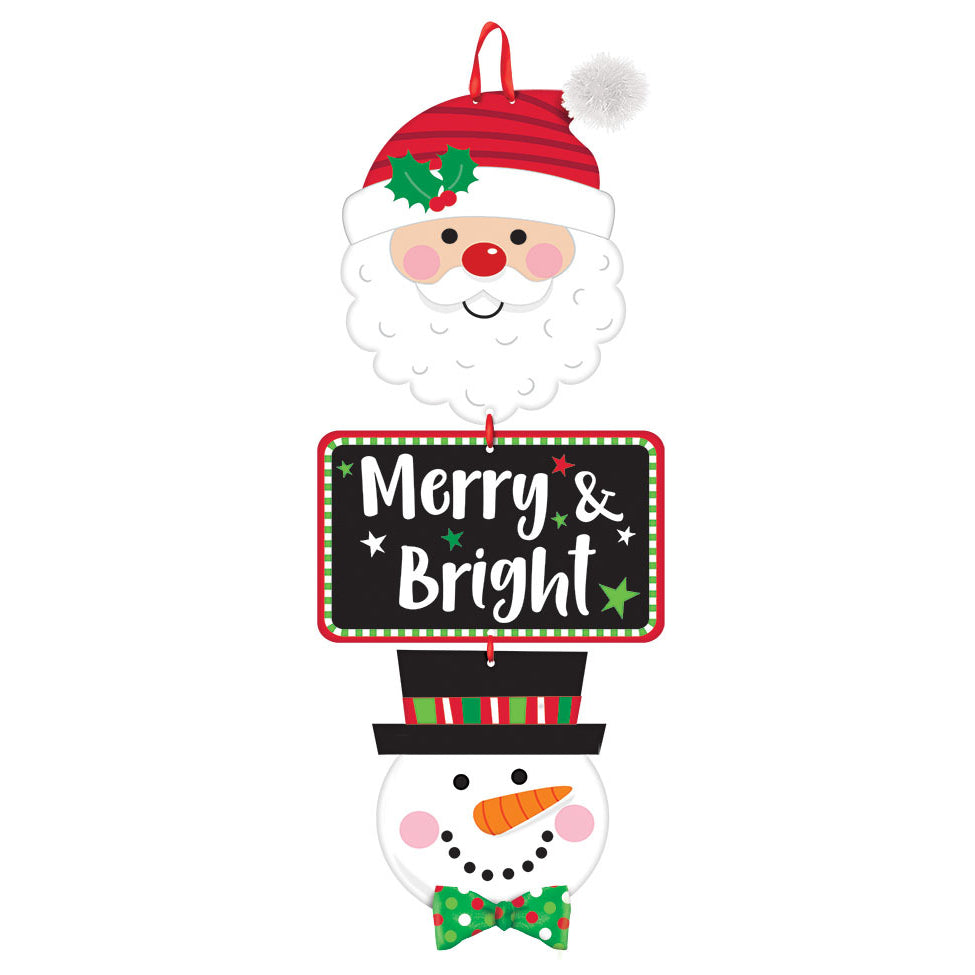 Merry & Bright Hanging Window Sign