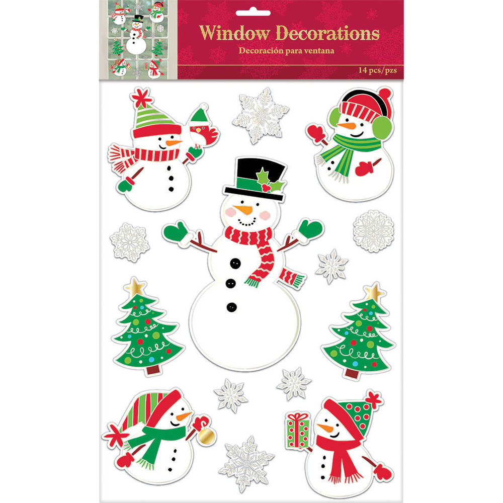Embossed Snowman Window Cling