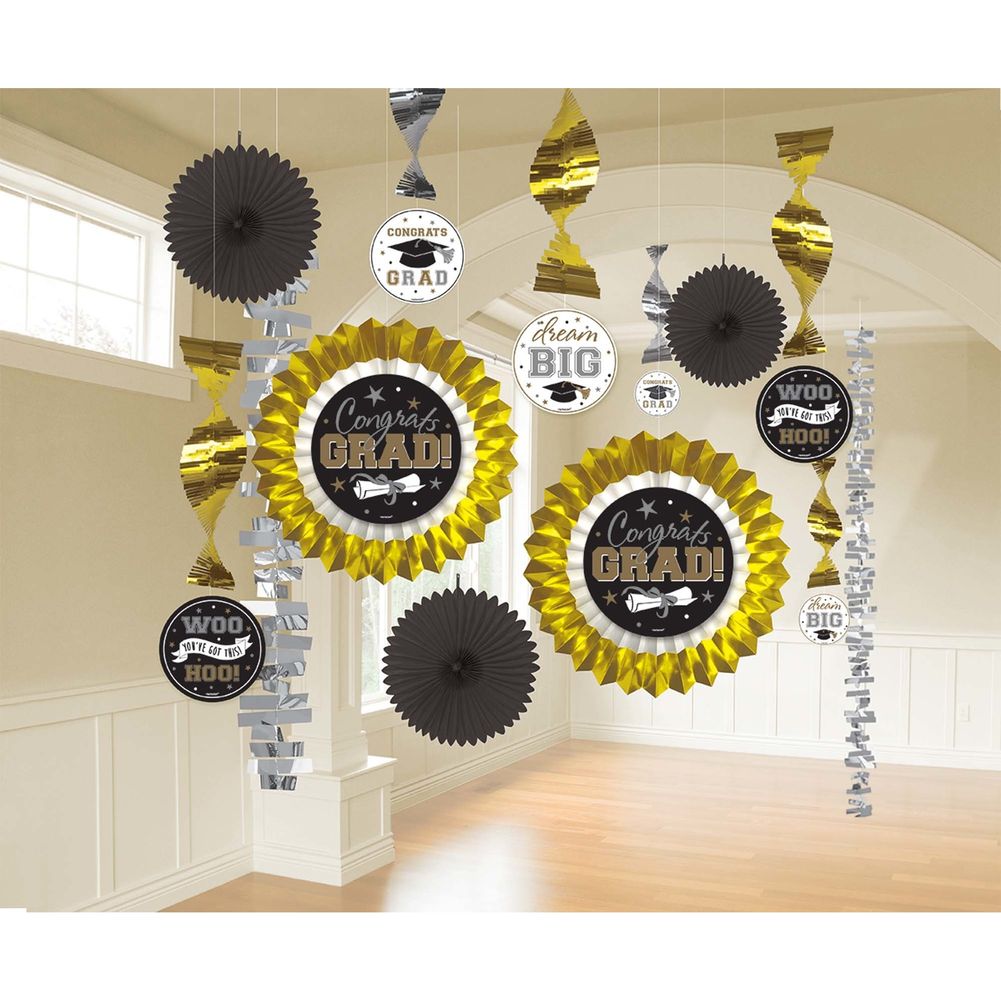 Black, Gold, and Silver grad Decorating Kit (13 ct)