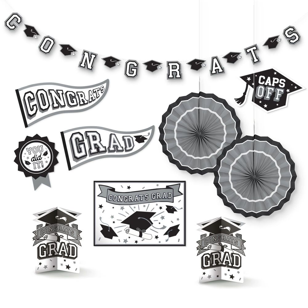 Congrats Grad Room Decorating Kit White (10pc)
