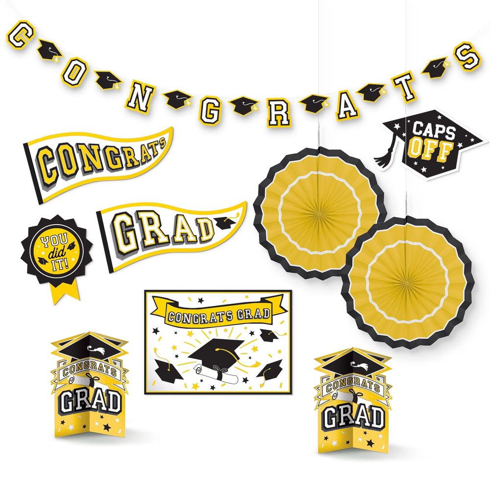 Congrats Grad Room Decorating Kit Yellow (10pc)