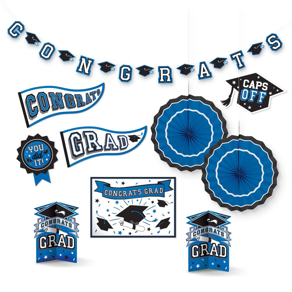 Congrats Grad Room Decorating Kit Royal Blue (10pc)