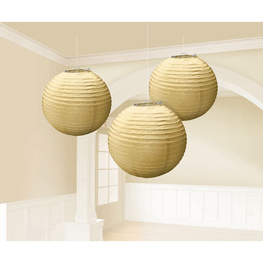 Gold Round Paper Lanterns (3ct)