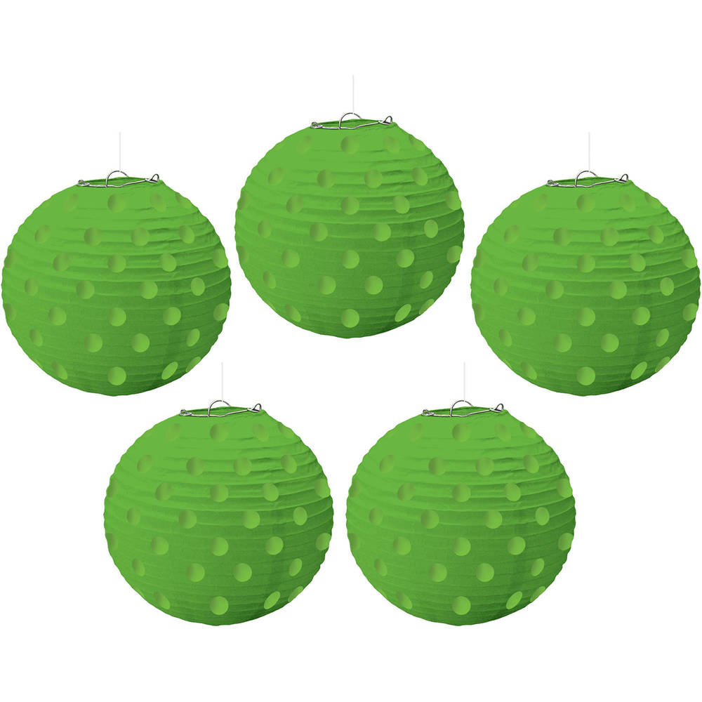 Kiwi Mini Polka Dot Hanging Lanterns, 5ct
