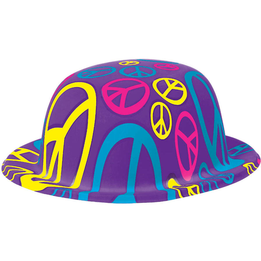 Feeling Groovy Peace Sign Plastic Bowler Hat