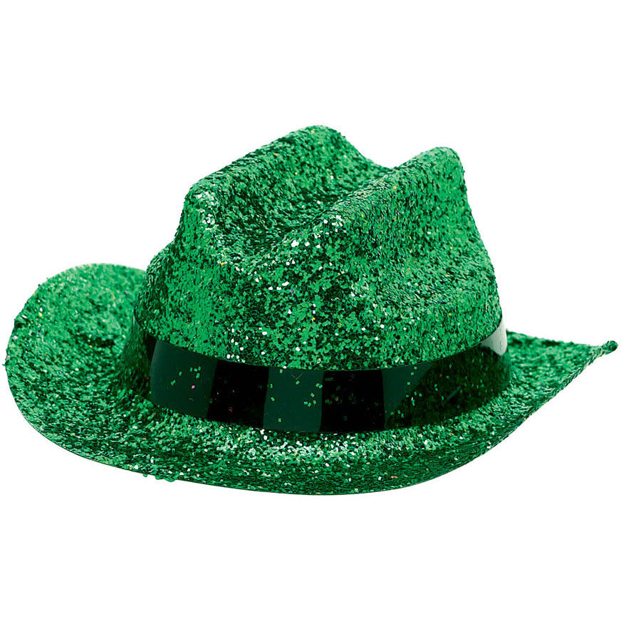 Glittered Mini Green Cowboy Hat