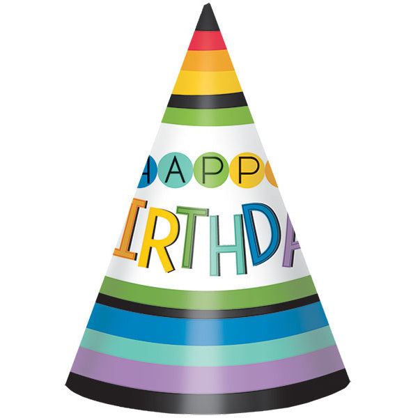 Rainbow Birthday Party Hats (8 ct)