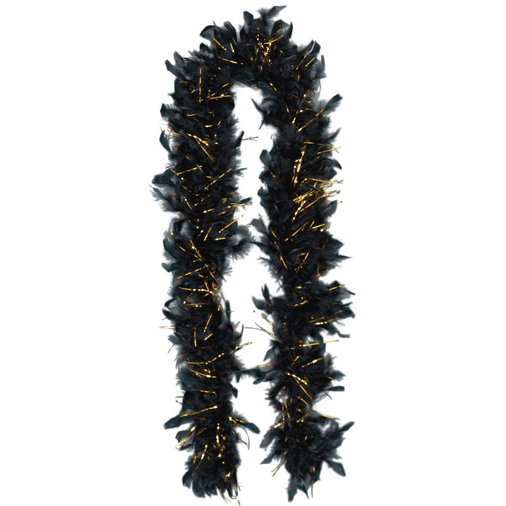 Hollywood Black Boa w/Gold Tinsel