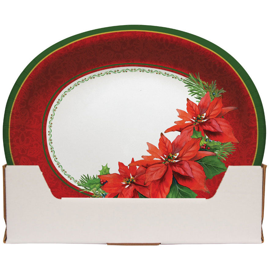 Holiday Poinsettia Oval Banquet Plates (8ct)