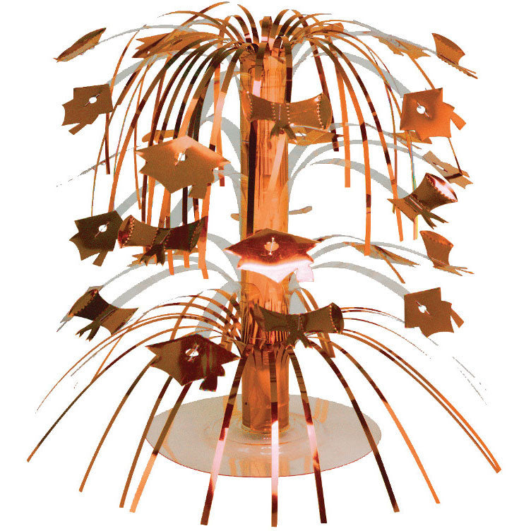 Orange Mini Grad Cap Cascade Centerpiece