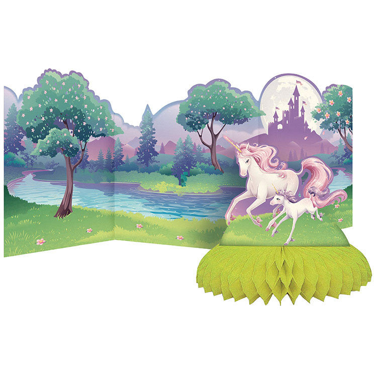 Unicorn Fantasy Centerpiece, Honeycomb w/ Accordion Backdrop