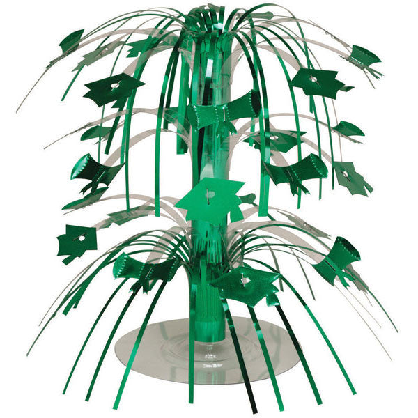 Green Mini Grad Cap Cascade Centerpiece