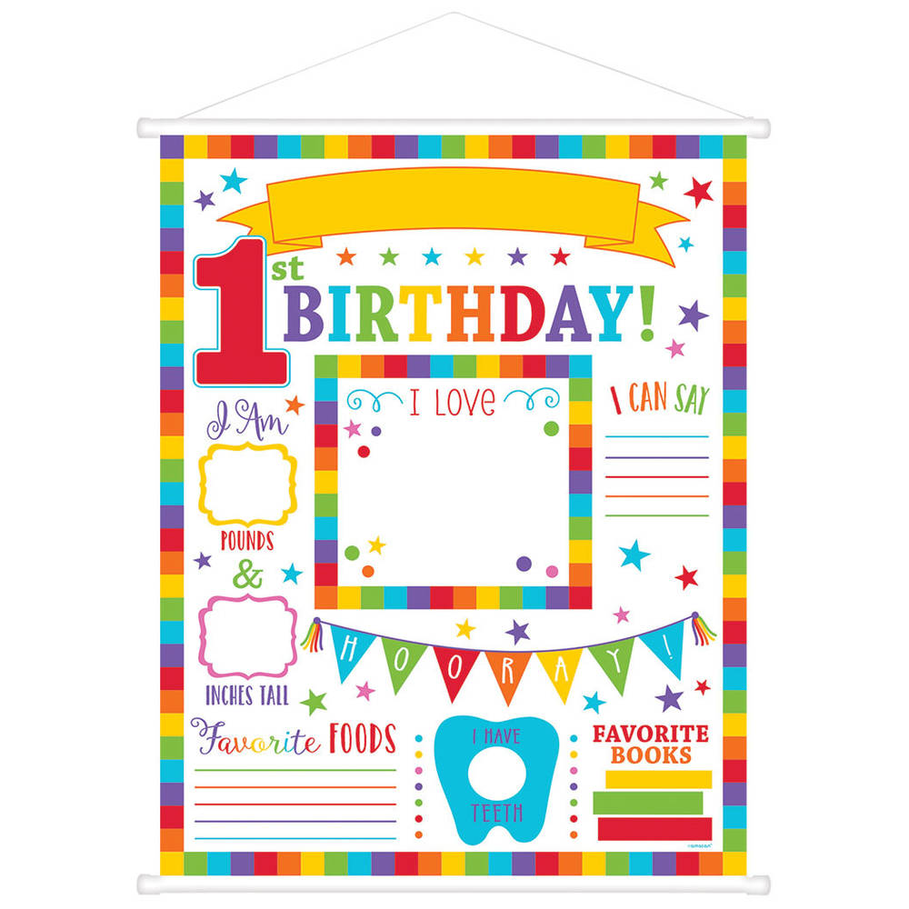 Rainbow Birthday 1st Birthday Milestone Sign