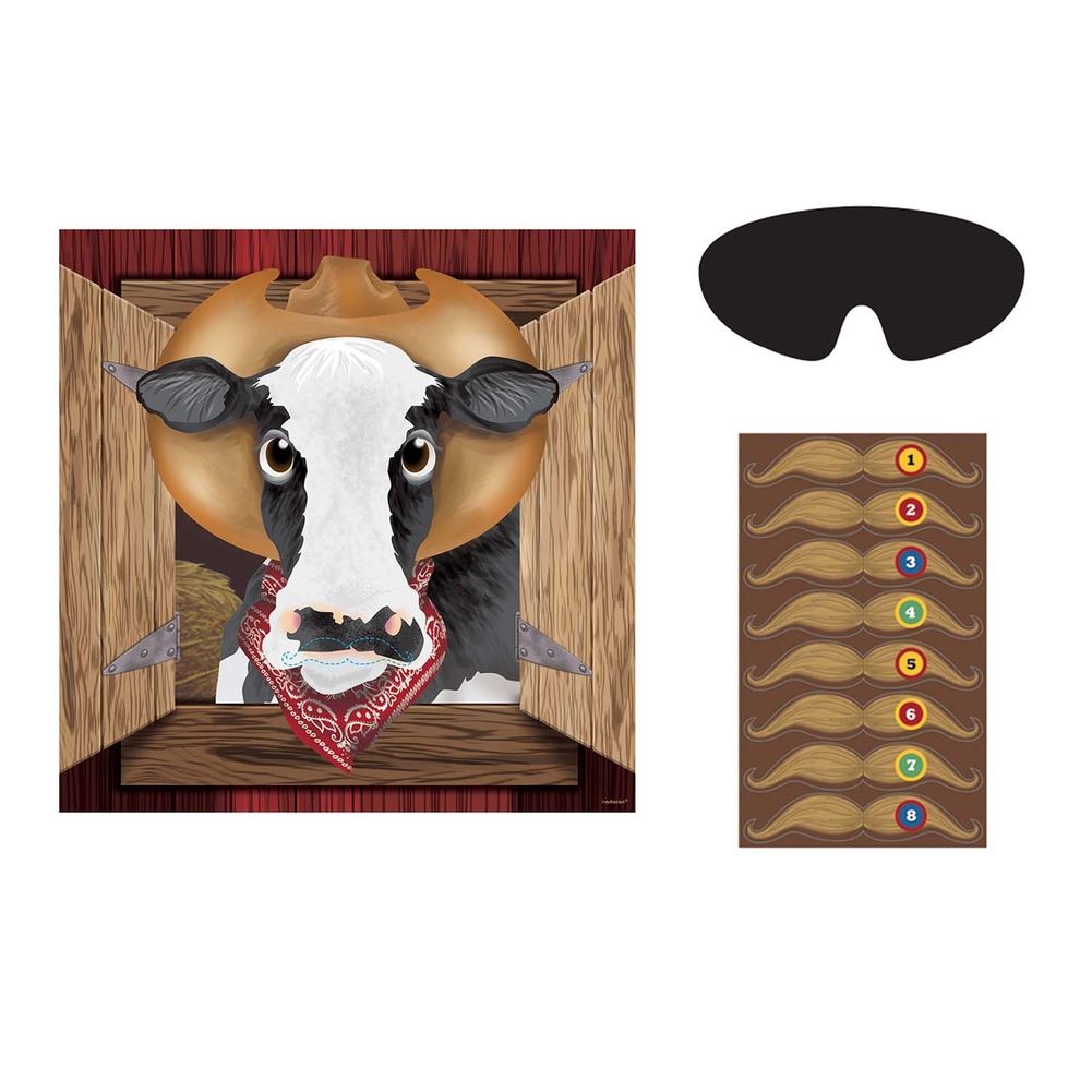 Pin the Mustache on the Cow Party Game
