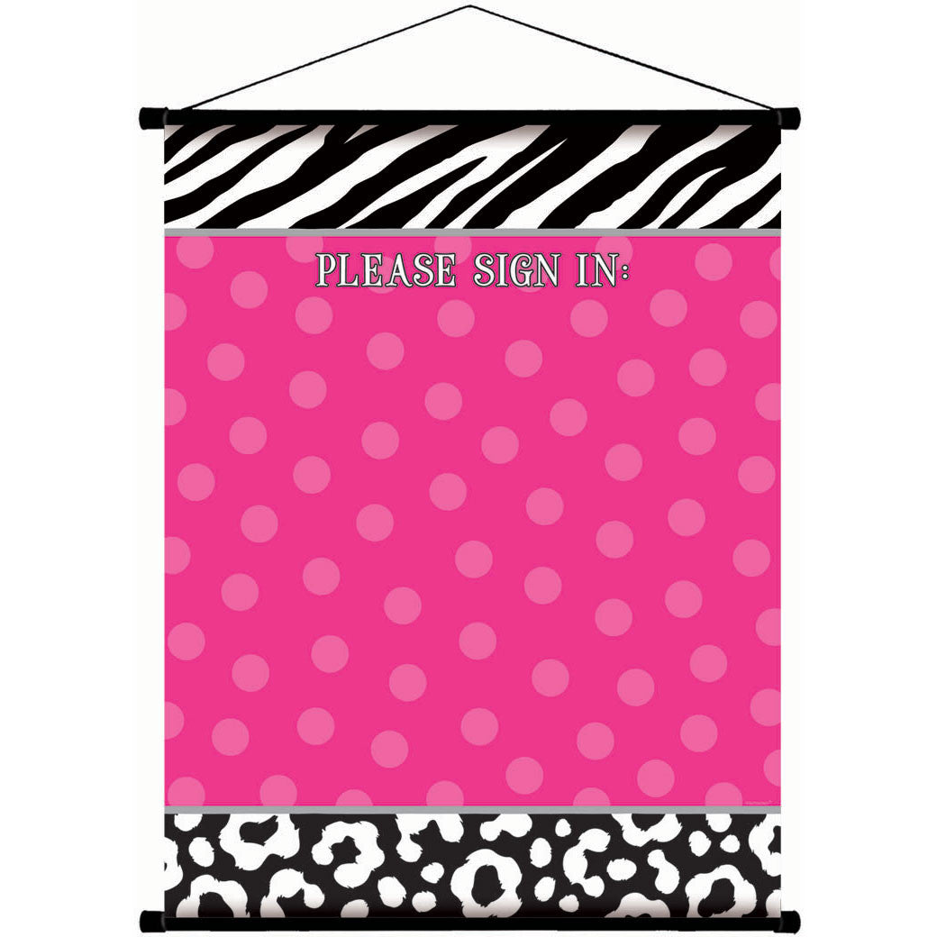 Zebra Party Sign In Scroll Decoration