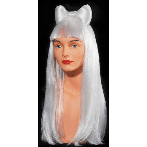 White Hair Bow Long Wig