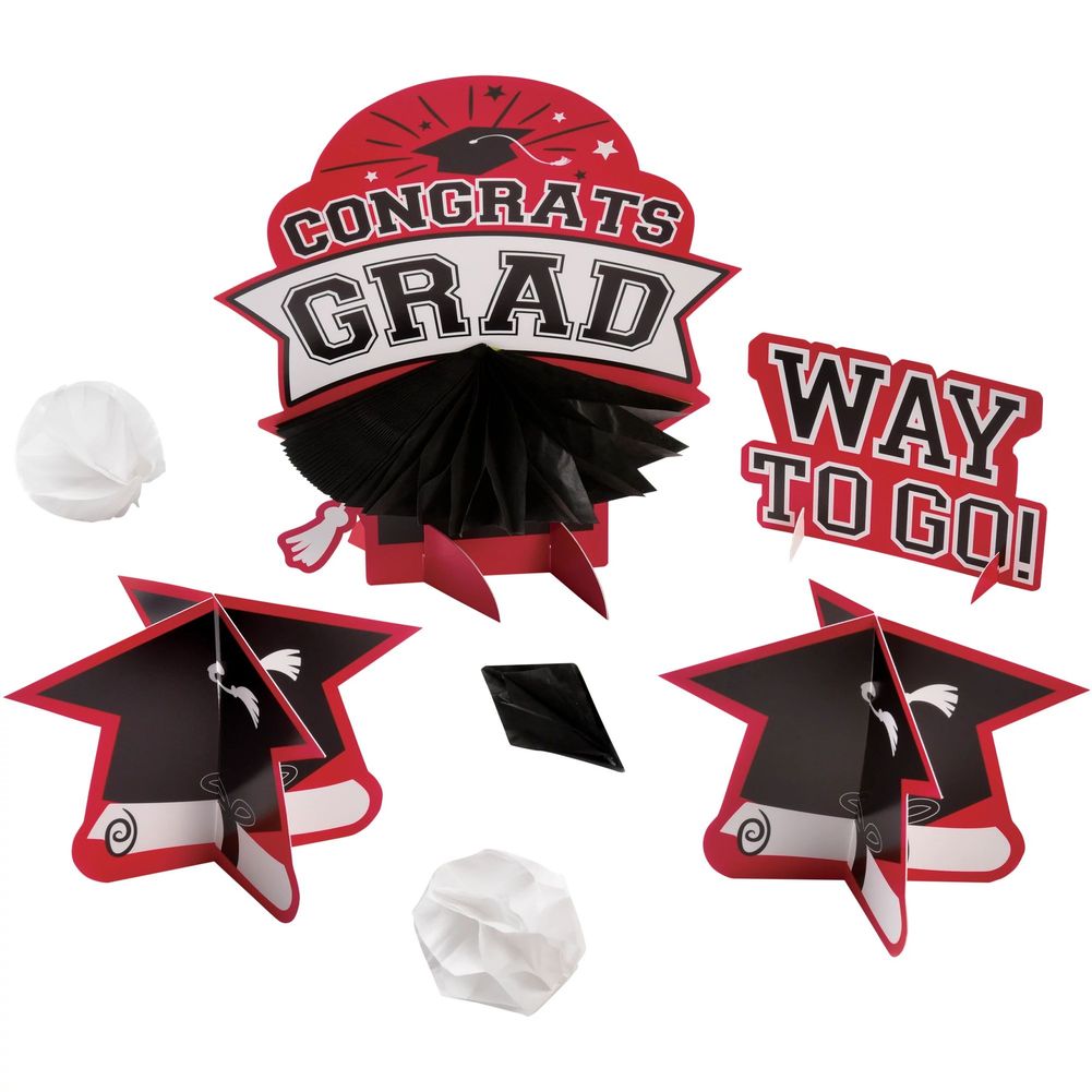 Congrats Grad Table Decorating Kit Red (7pc)