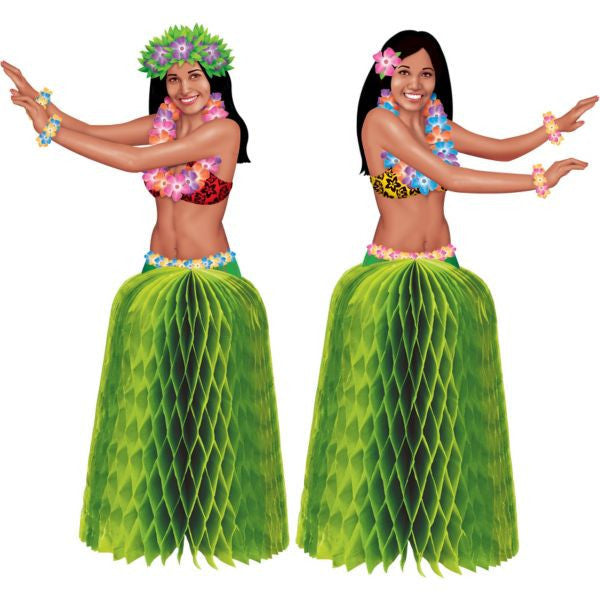 Tiki Honeycomb Hula Girl Centerpieces, 2ct