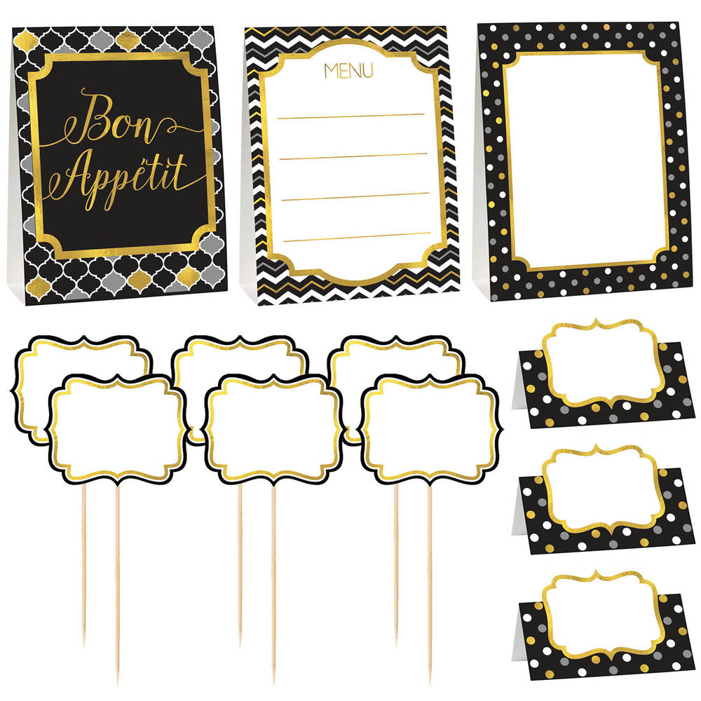 Black, Gold, and Silver Buffet Table Decorating Kit