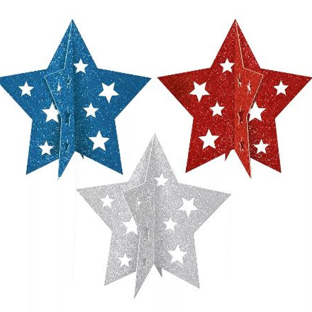 Patriotic Mini 3D Centerpieces, 3ct