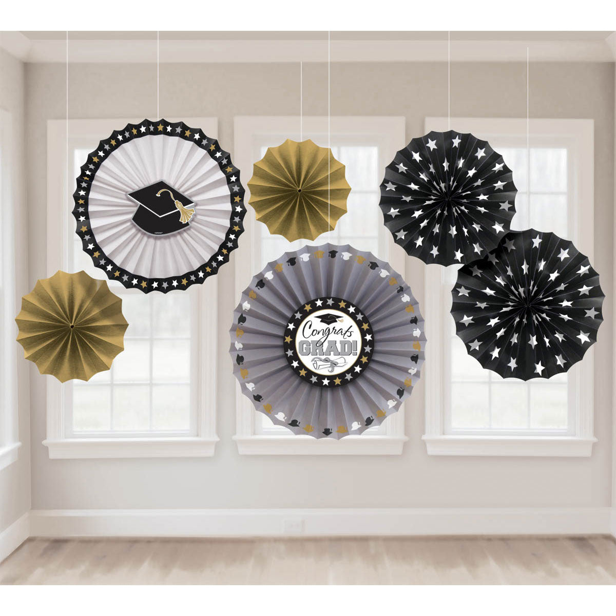 Congrats Grad Hanging Fans (6 ct)