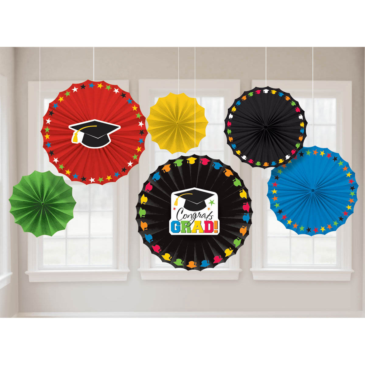 Congrats Grad Hanging Fans (6 ct)