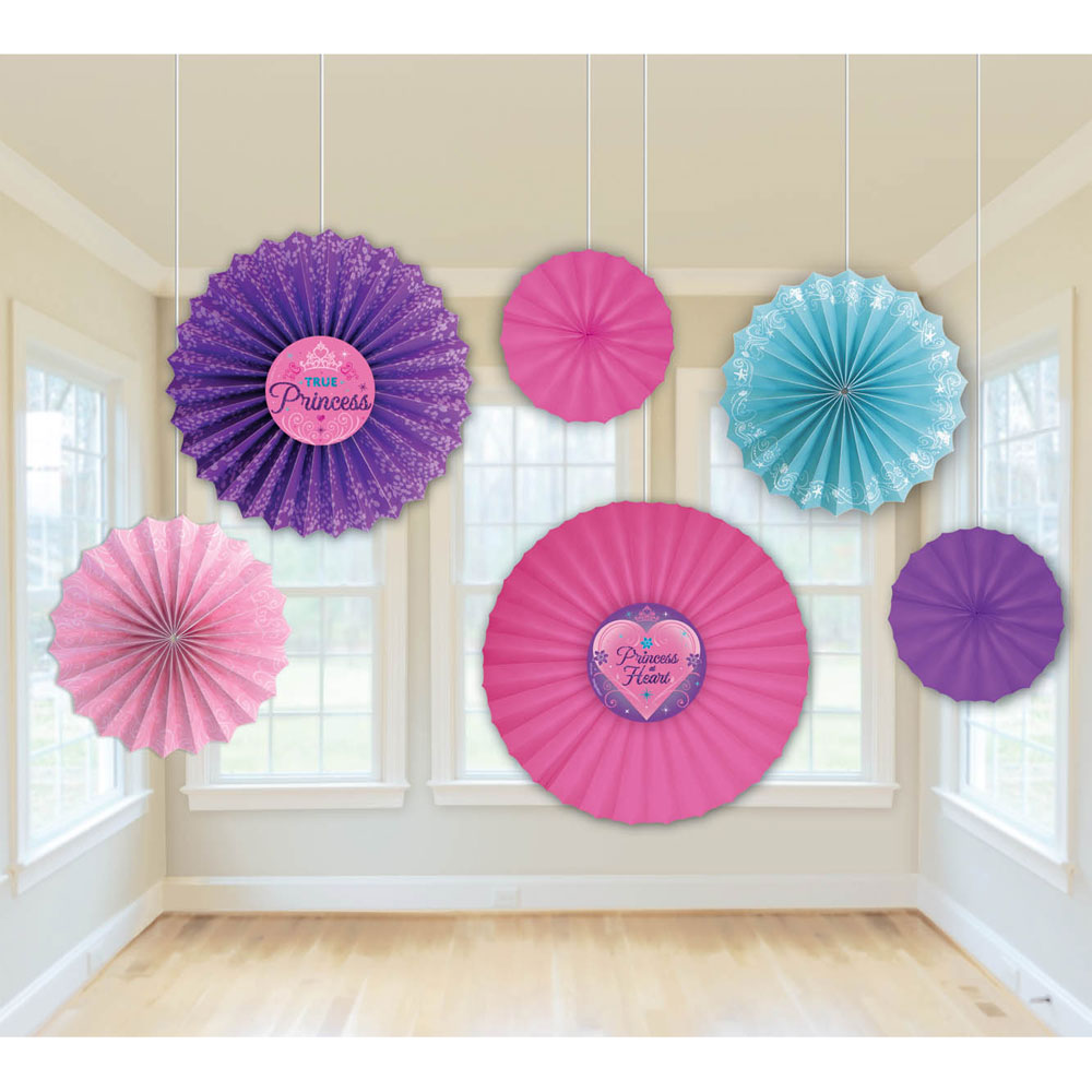 Princess Boutique Hanging Fans (6ct)