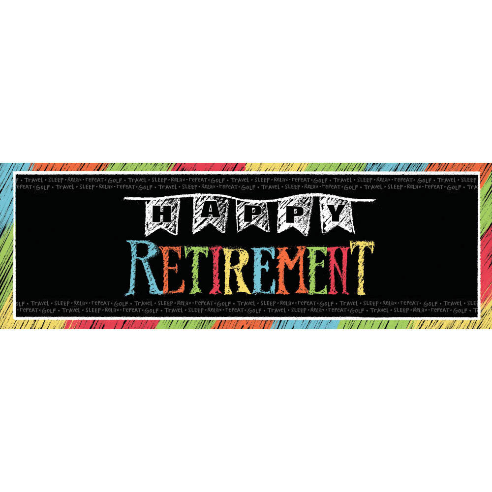 Retirement Chalk Giant Party Banner, Happy Retirement