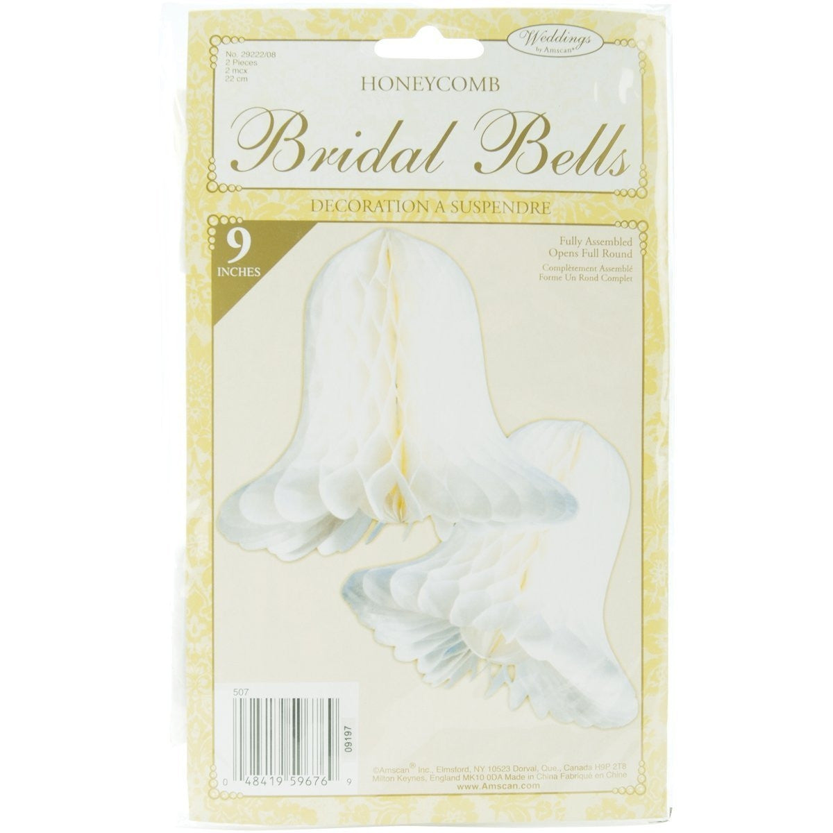9'' Honeycomb Tissue Bridal Bells, Wedding Decoration