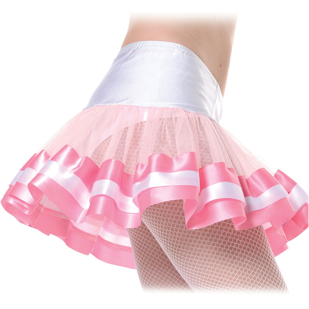 White/Pink Petticoat 2 Layer Skirt Womens Standard