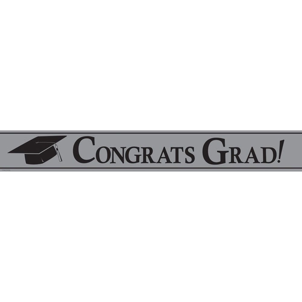 Foil Banner, 24' x 5", Congrats, Silver