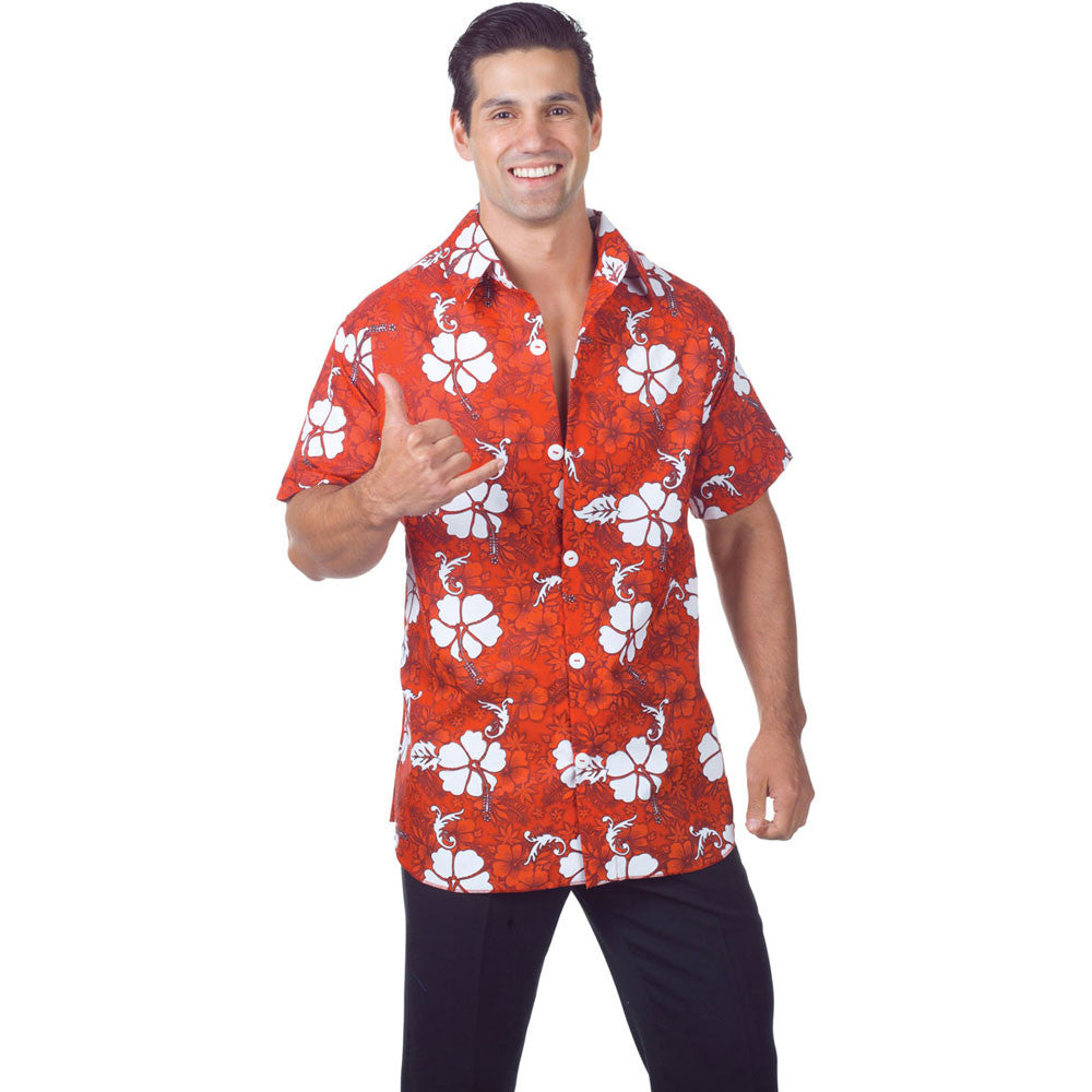 Red Hawaiian Shirt Mens Standard