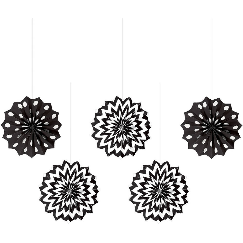 Black Printed Hanging Fans (5ct)