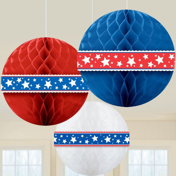 Patriotic Honeycomb Balls