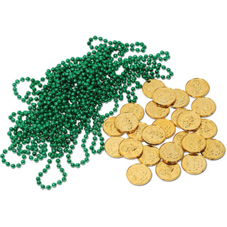 Leprechaun Loot  Includes: 12â€“Green Party Beads, 25â€“Gold