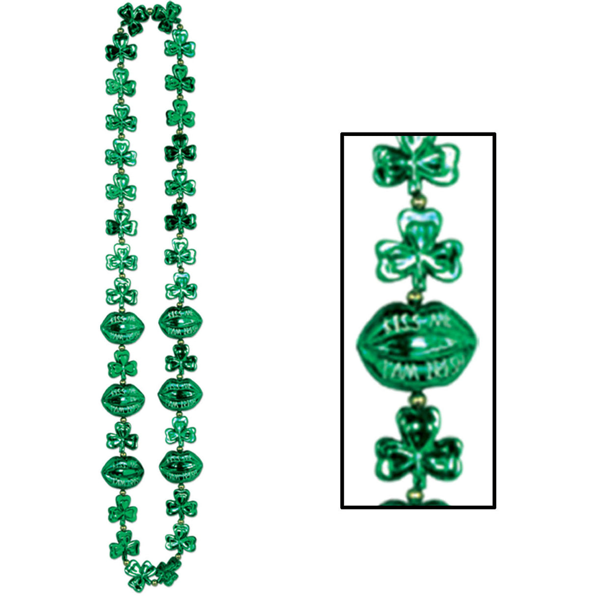 Shamrock Beads w/Kiss Me Lips