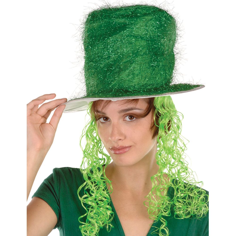 Tinsel Top Hat w/Curly Wig (1ct)