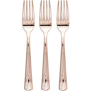 Rose Gold Plastic Metallic Forks (24 ct)