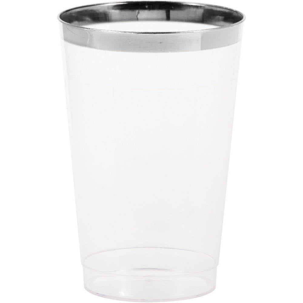 Premium Silver Trimmed Plastic 12oz Tumblers (8 ct)
