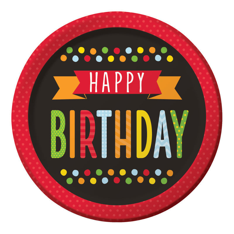 Polka Dot Birthday Paper Dinner Plates (8 ct)