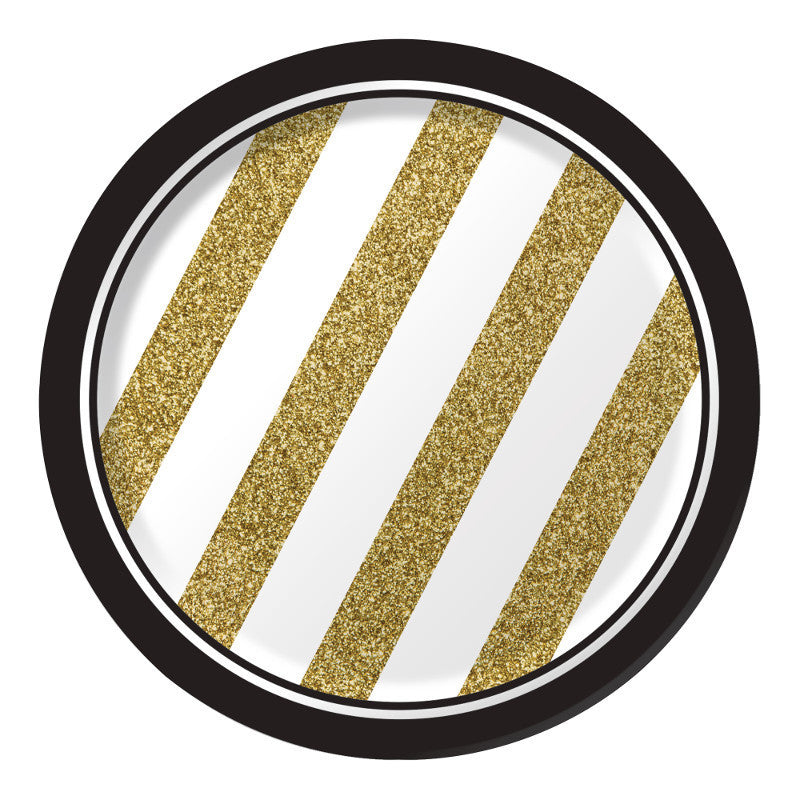 Black & Gold Paper Dessert Plates (8ct)