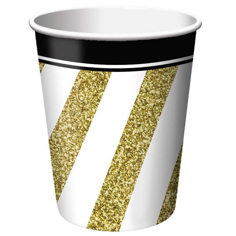 Black & Gold 9oz Paper Cups (8 ct)