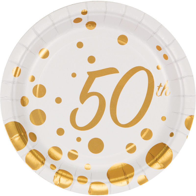 Sparkle and Shine Gold Anniversary Paper Dessert Plates (8ct)