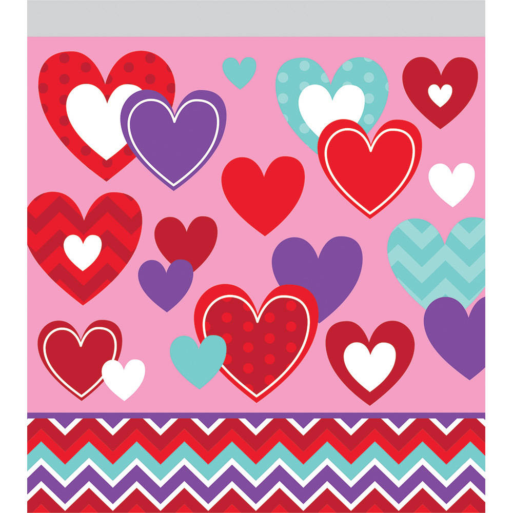 Valentine Hearts Chevron Valentine's Day Cello Bags (10 ct)