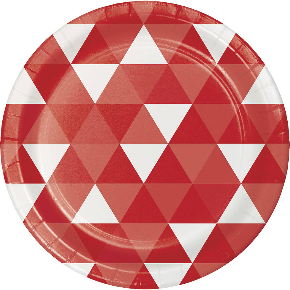 Classic Red Fractal Dessert Plates (8ct)