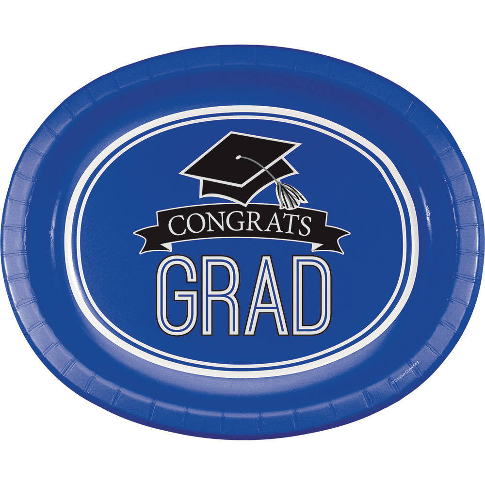 Congrats Grad Blue Banquet Plates (8 ct)