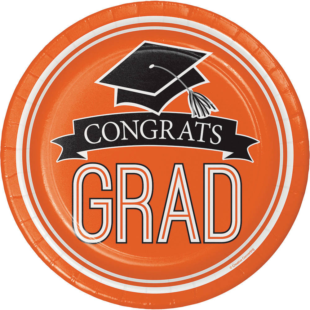 Congrats Grad Orange Dinner Plates (18 ct)