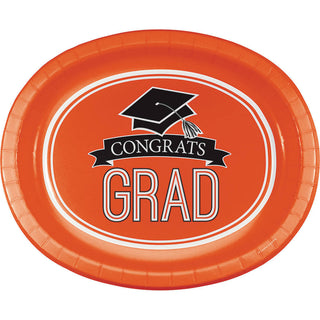 Congrats Grad Orange Banquet Plates (8 ct)