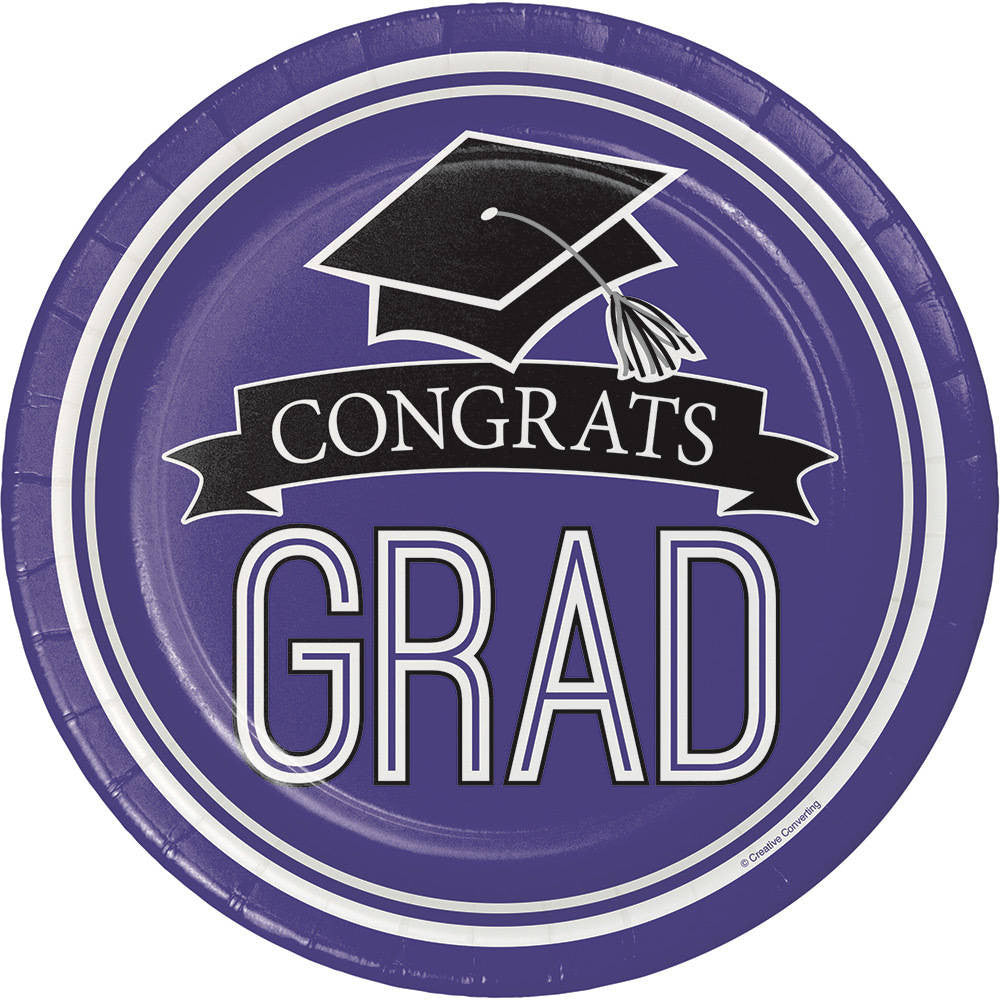 Congrats Grad Purple Dessert Plates (18 ct)